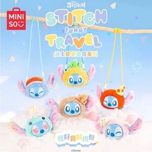 Authentic Miniso Disney Stitch Funny Travel  Plush Handbag – Blind Box
